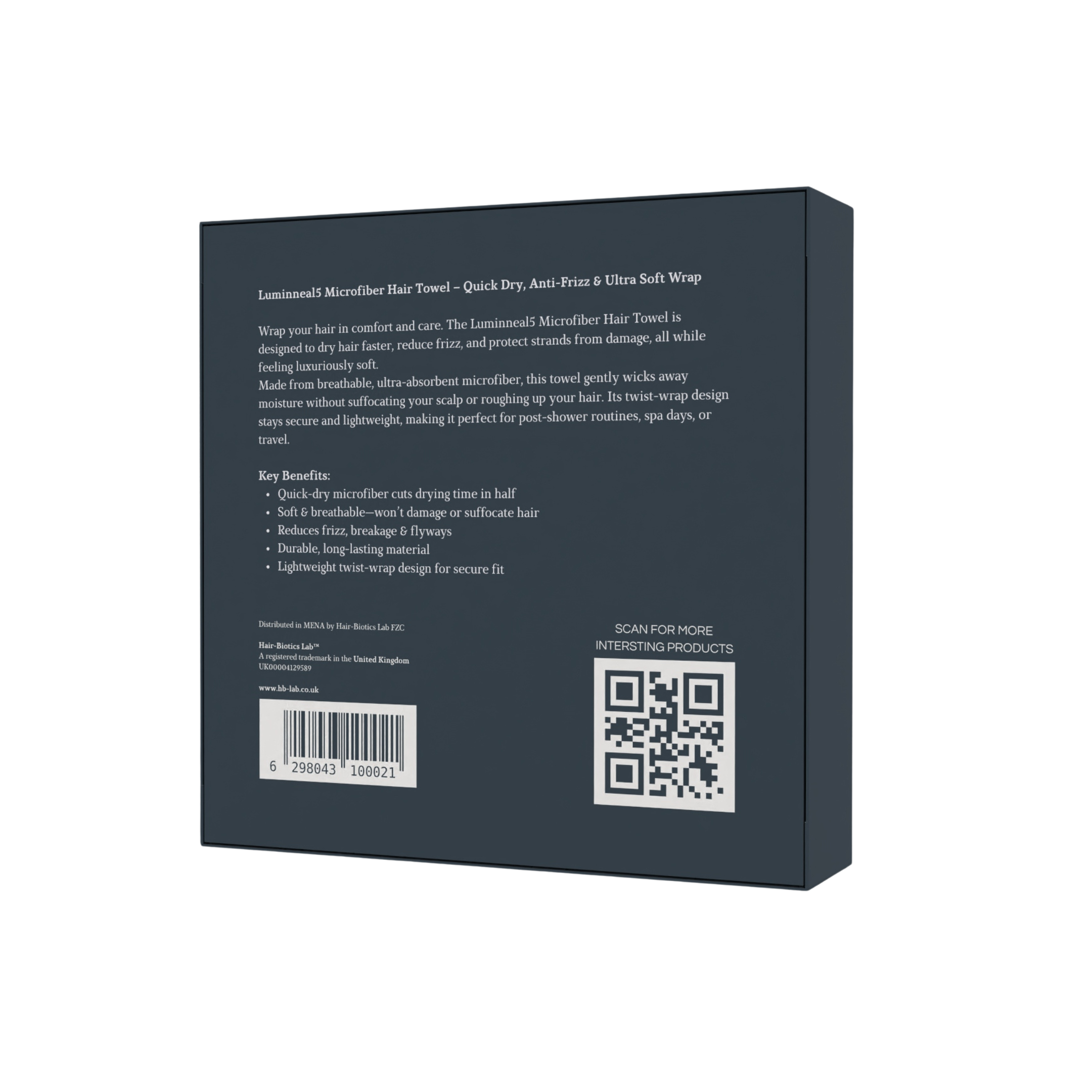 back of Luminneal5 Beige folded microfiber towel  package